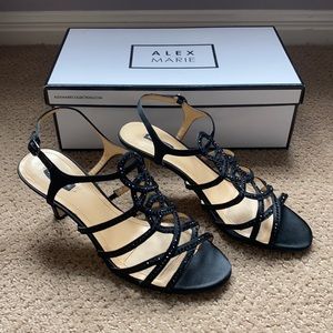 Alex Marie - Black strappy formal 3” heels, size 9